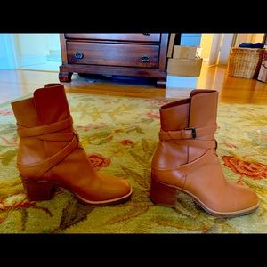 Louboutin tan strap booties 38 worn once